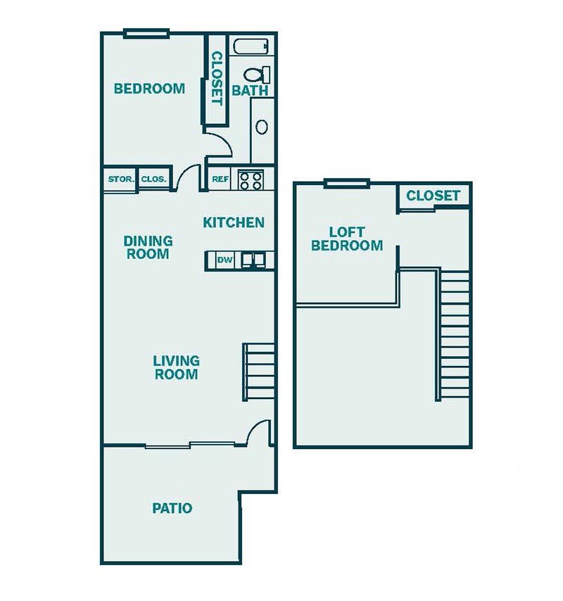 The Hilltop Apartments Santa Cruz CA 1 bedroom floor plan